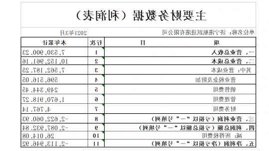 济宁港航跃进港有限公司 2021年度第一季度主要财务信息公告